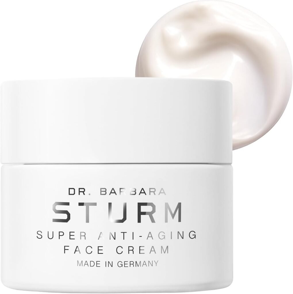 A minimalist, sleek white jar of Dr. Barbara Sturm Face Cream, representing science-backed luxury skincare products for sensitive skin.